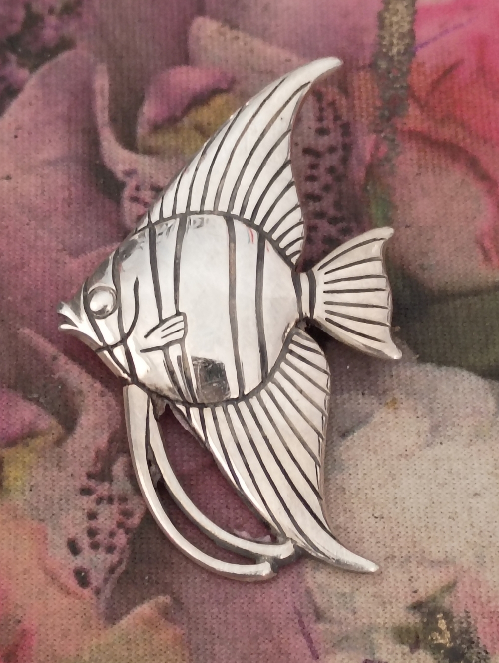 ❤️Retired JAMES AVERY 925 STERLING ANGEL FISH PIN BROOCH / PENDANT SIGNED